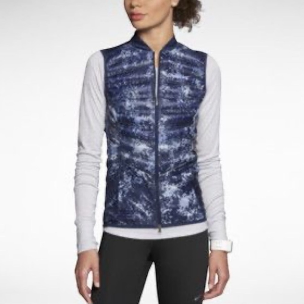 NIKE Running Vest Aeroloft 800 Puffer Down Camo Zip Pocket Women’s Size Medium